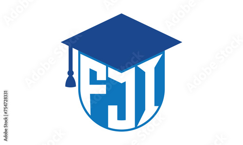 FJI initial letter academic logo design vector template. school college logo, university logo, graduation cap logo, institute logo, educational logo, library logo, teaching logo, book shop, varsity	 photo