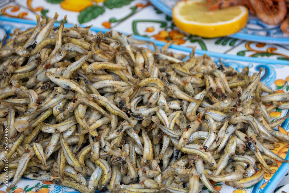 fried smelt fish atherina or silverside