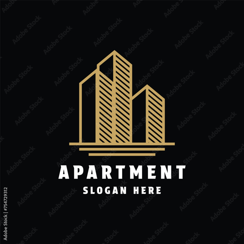 Building apartment gold luxury logo design creative idea