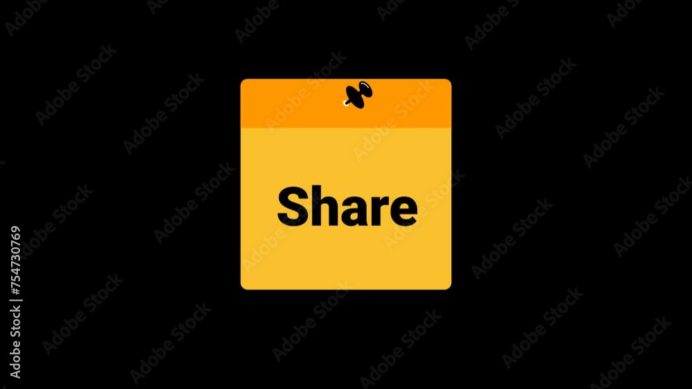 Share Sticky note Animation with transparent background 