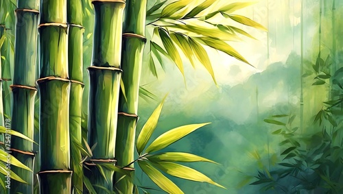 watercolor style bamboo forest background  nature background