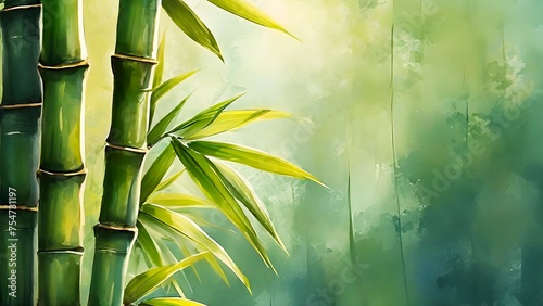 watercolor style bamboo forest background  nature background