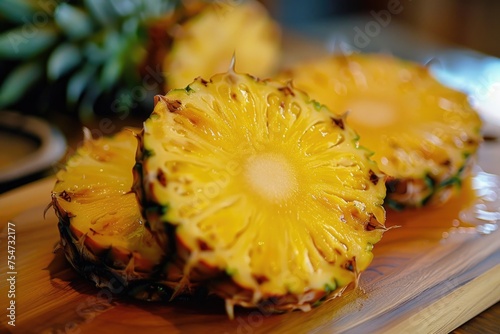 Pineapple cut in half on a cutting board