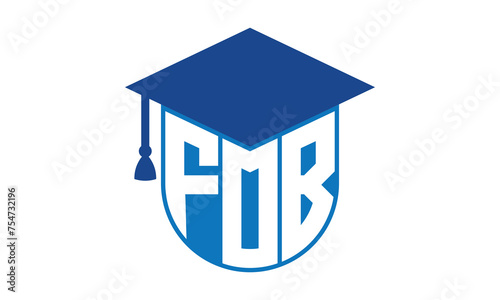 FOB initial letter academic logo design vector template. school college logo, university logo, graduation cap logo, institute logo, educational logo, library logo, teaching logo, book shop, varsity	