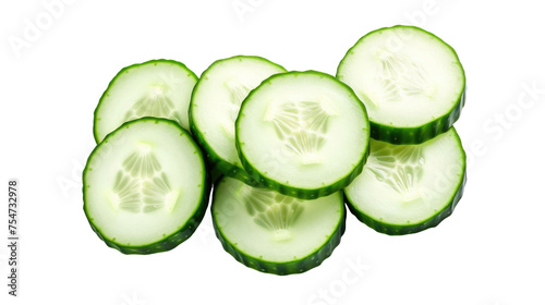 cucumber slices on a white isolated background,