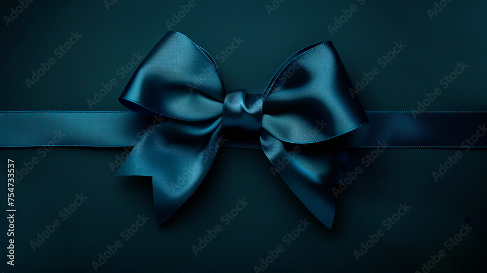 Blue velvet background with a bow. Dark blue bow, ribbon. Blue velvet background with a bow. Dark blue bow, ribbon.