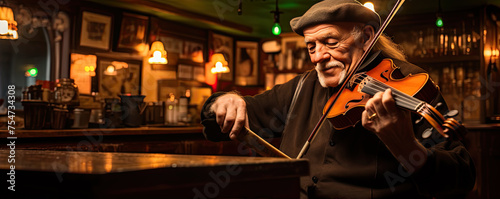 Violinist playing in a vintage style bar