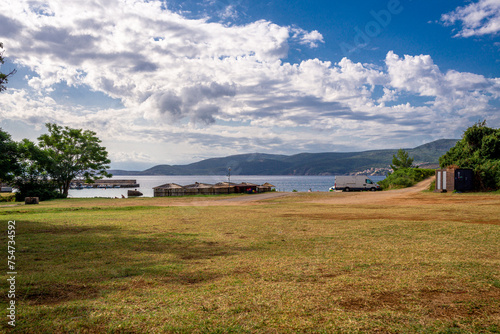 sunset and view on the croatian city 