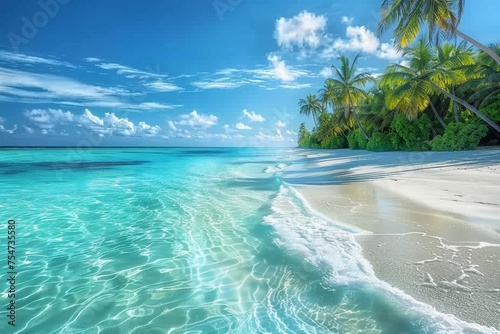 Maldives Islands Ocean Tropical Beach. generative ai.