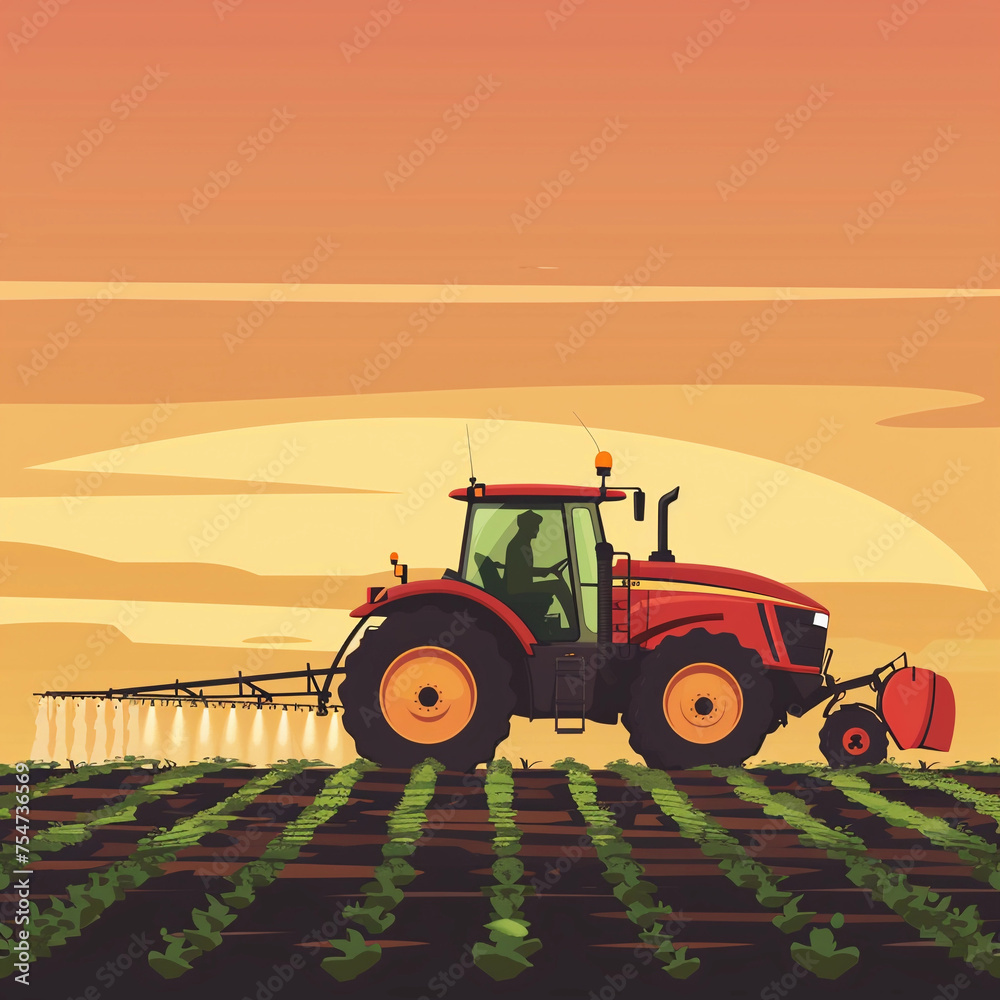 Fototapeta premium tractor in the field