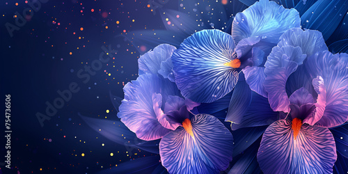 Purple flowers wallpapers with background stars, A purple flower with a blue eye.