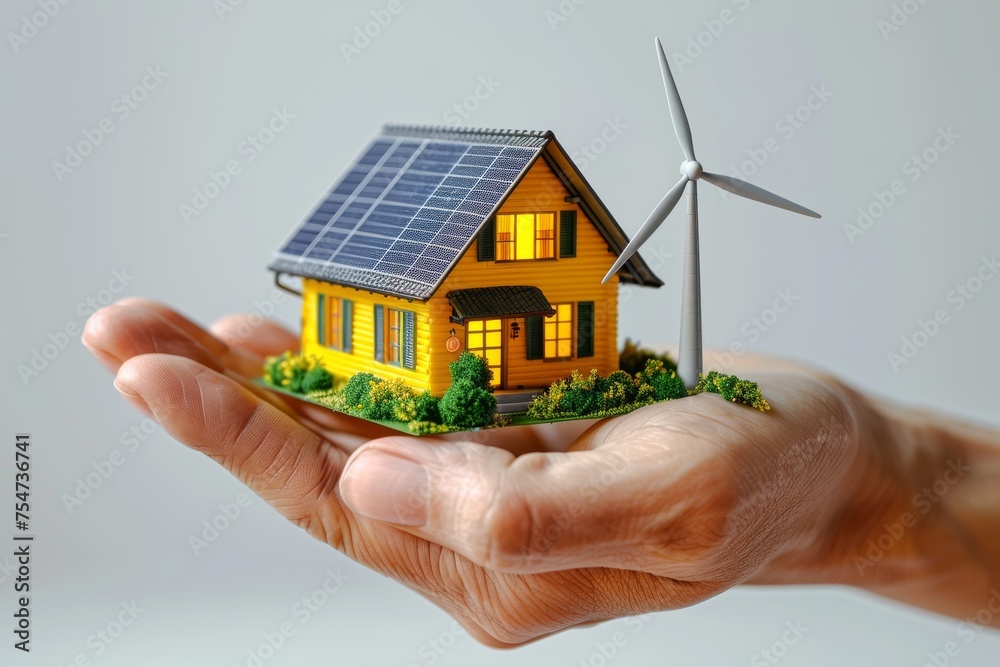 Enhancing Modern Living with Green Energy for Homes: A Comprehensive Approach to Solar Startups, Automated Architecture, and Smart Cooling for Eco-Friendly Urban Development. - obrazy, fototapety, plakaty 