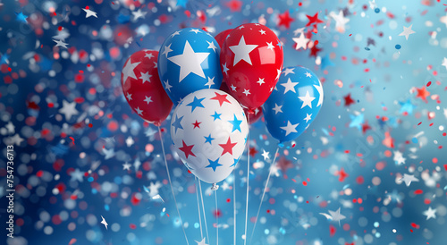 Festive Freedom: Stars and Stripes Balloons in Red, White, and Blue