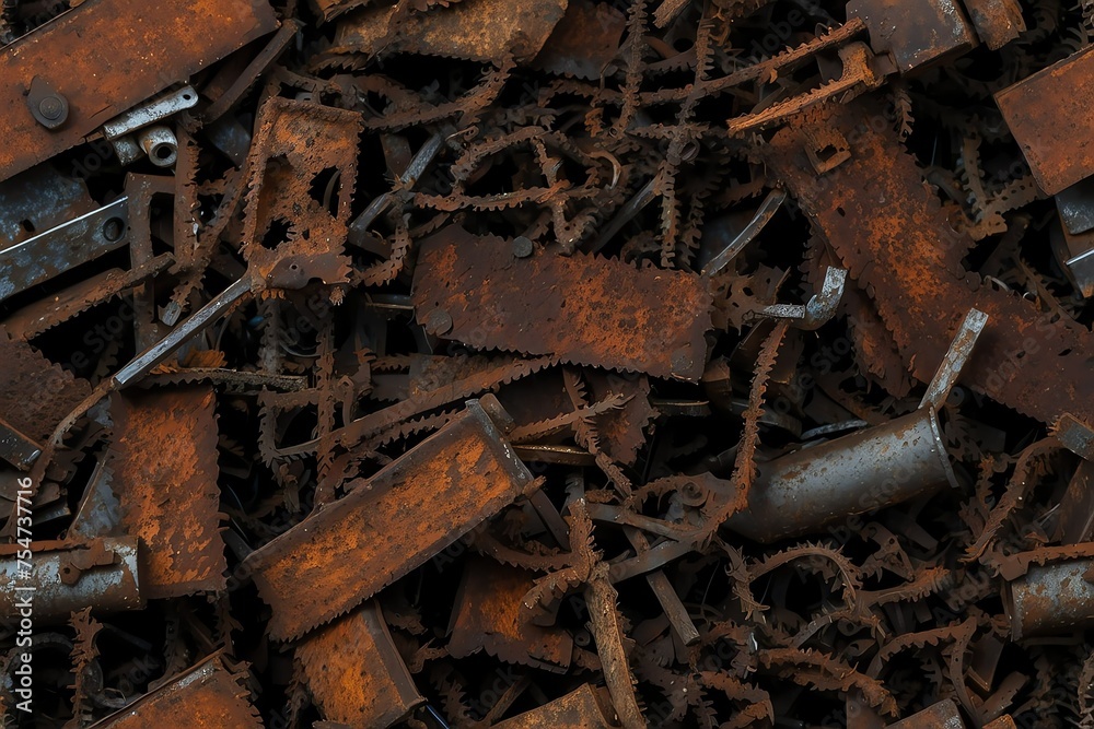 large rusty metal scraps on plain black background from Generative AI large rusty metal scraps on plain black background from Generative AI