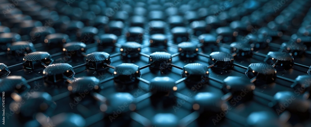 Close-up of graphene sheet, revealing its honeycomb lattice structure for a revolutionary material backdrop Close-up of graphene sheet, revealing its honeycomb lattice structure for a revolutionary material backdrop