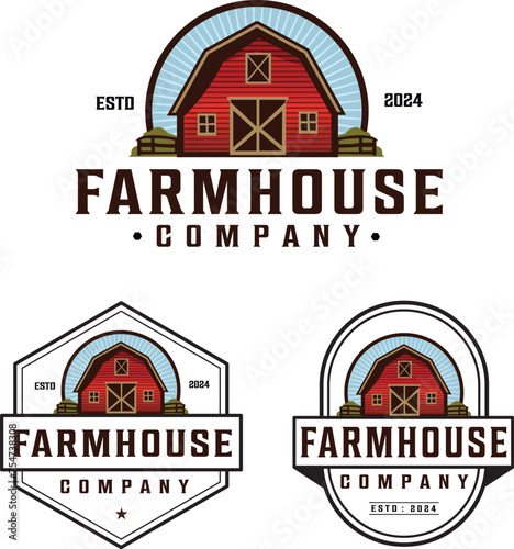 Farmhouse logo design with editable vector file