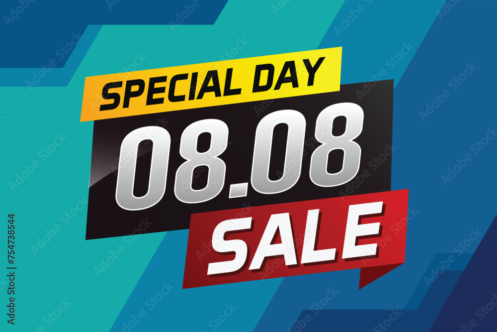 8.8 Special day sale word concept vector illustration with ribbon and 3d style for use landing page, template, ui, web, mobile app, poster, banner, flyer, background, gift card, coupon
8.8 Special day sale word concept vector illustration with ribbon and 3d style for use landing page, template, ui, web, mobile app, poster, banner, flyer, background, gift card, coupon