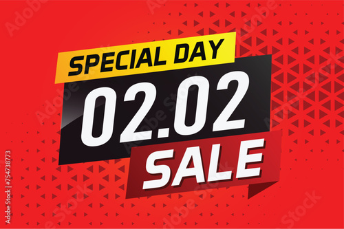 2.2 Special day sale word concept vector illustration with ribbon and 3d style for use landing page, template, ui, web, mobile app, poster, banner, flyer, background, gift card, coupon

