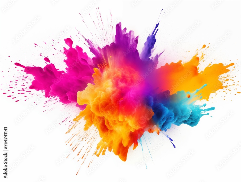 Vibrant Holi Celebration: Explosive Powder Color Splash
