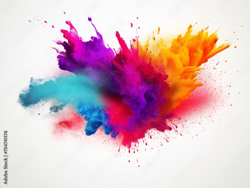 Vibrant Holi Celebration: Explosive Powder Color Splash