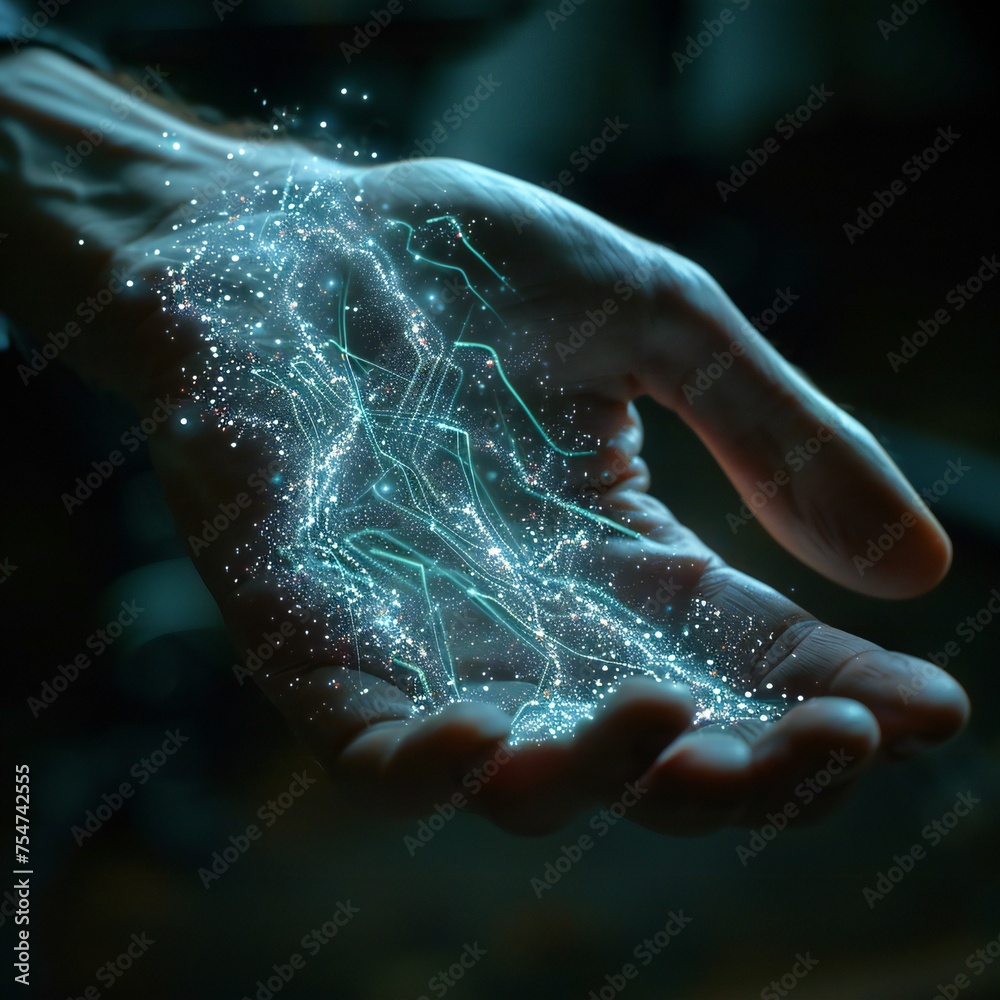 Digital neural network or hand touching metaverse universe or next generation technology era Digital neural network or hand touching metaverse universe or next generation technology era