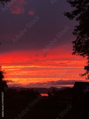 vibrant evening sunset in the sky