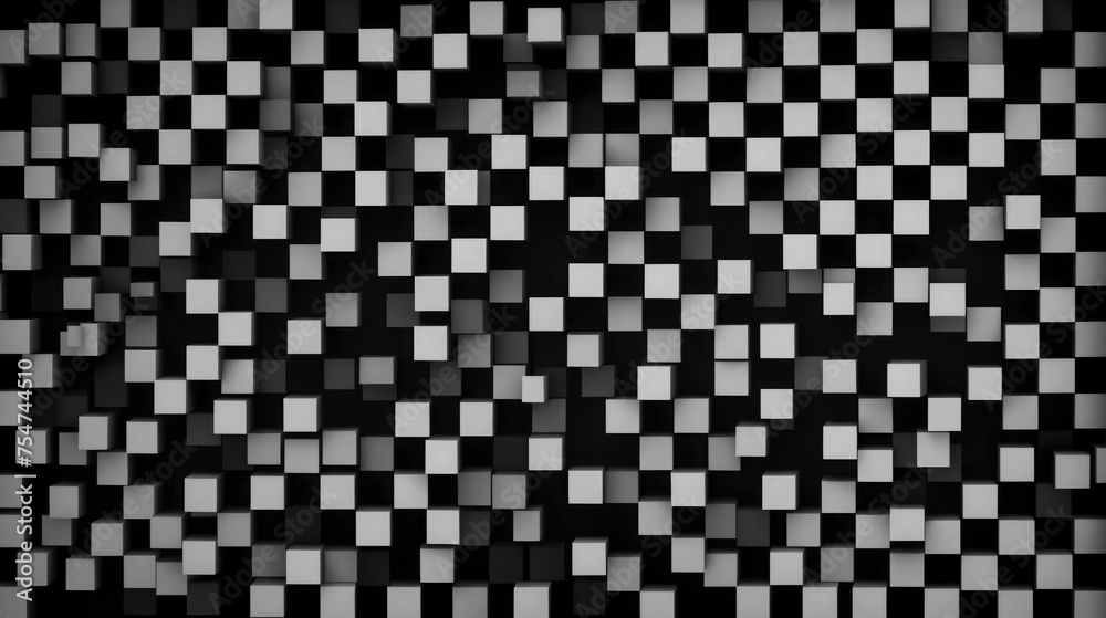 Fototapeta premium A black and white checkered pattern with squares of different sizes
