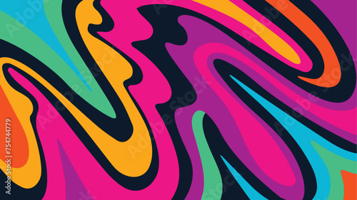 Hand drawn flat groovy psychedelic background