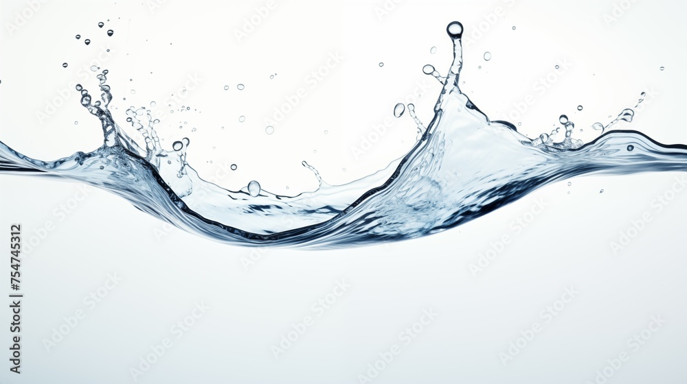 Aqua Elegance: Crisp Water Splash Wave Isolated on White Background Aqua Elegance: Crisp Water Splash Wave Isolated on White Background