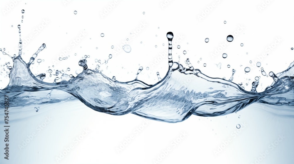 Aqua Elegance: Crisp Water Splash Wave Isolated on White Background