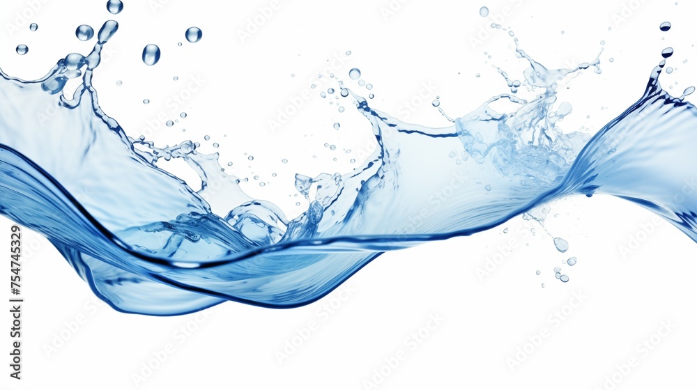 Obraz premium Aqua Elegance: Crisp Water Splash Wave Isolated on White Background