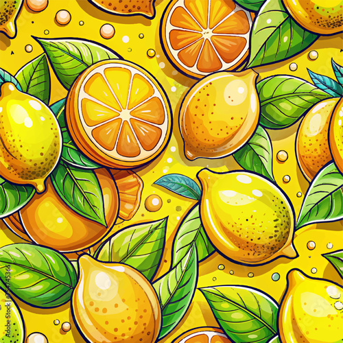 Lemons seamless pattern, background texture. Brighten up your designs with this refreshing lemons seamless pattern. Perfect for vector graphic illustrations.