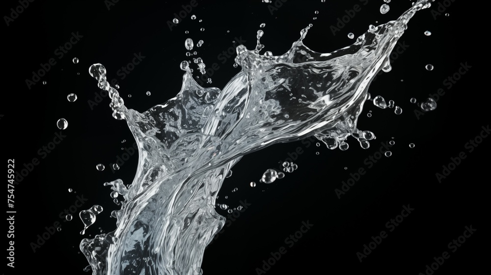 Liquid Dynamics: High-Speed Capture of a Water Splash Against a Dark Backdrop