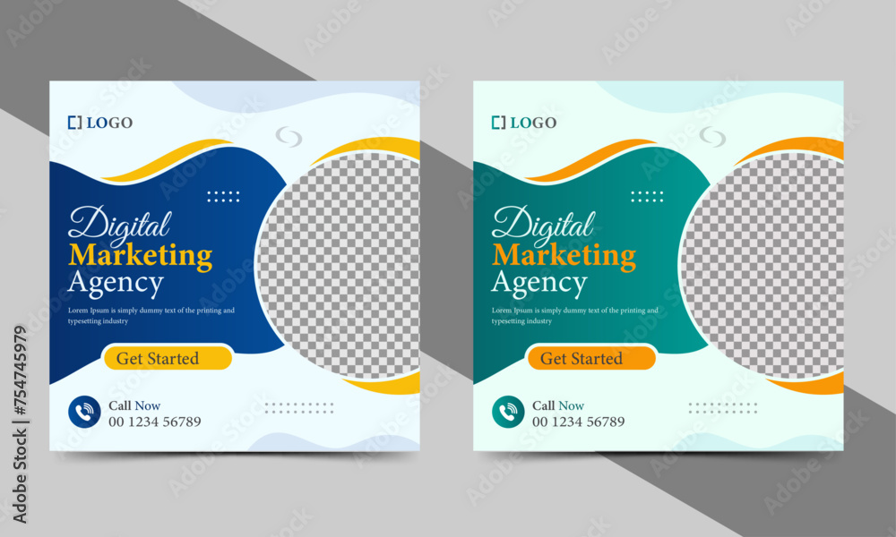 Digital marketing social media post and web banner template, Corporate social media post, Instagram post or social media square banner