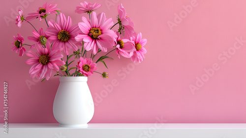 Fresh summer bouquet of pink flowers, generative ai