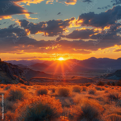 Golden Sunsets Over Mountains: Serene Landscape Photo