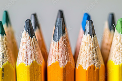Six pencil tips in a row photo