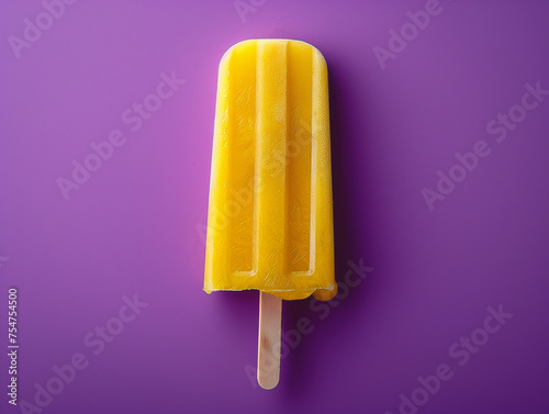 Pineapple flavoured ice block on purple background