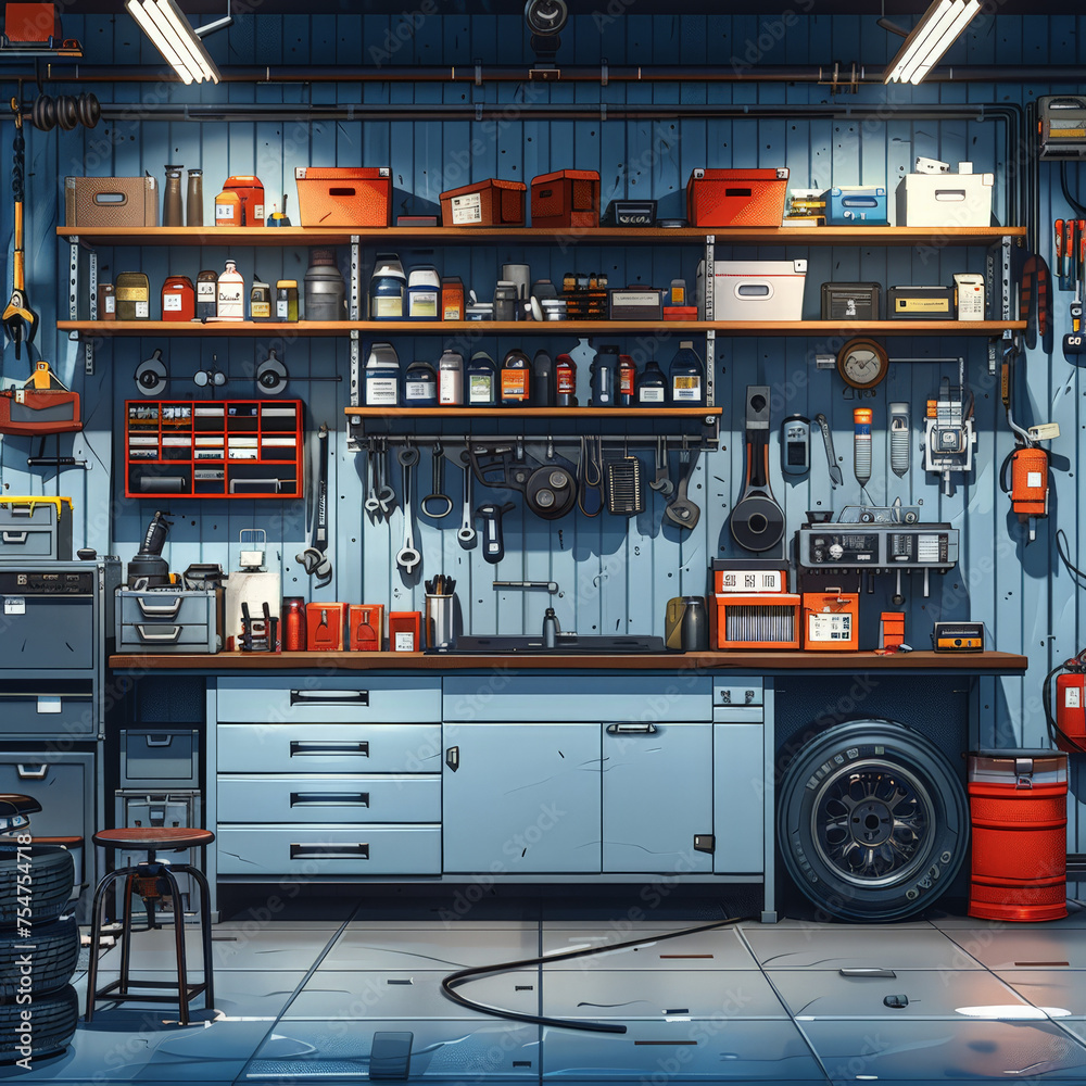 Revving Up: Automotive Workshop Flat Design Illustration Revving Up: Automotive Workshop Flat Design Illustration