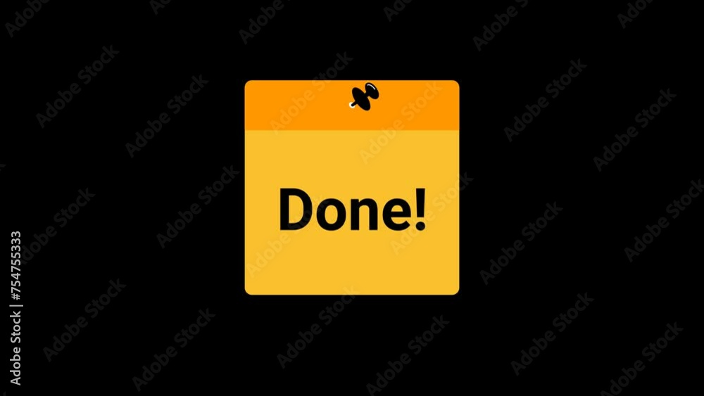 Done Sticky note Animation with transparent background 