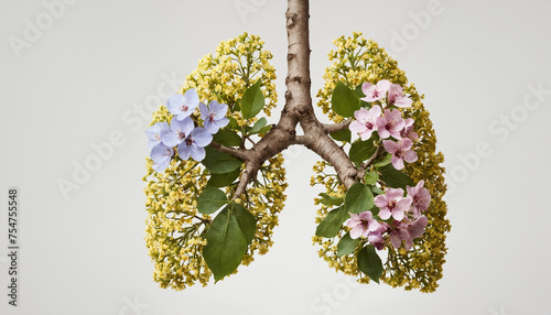 Abstract Flower concept forming human lungs isolated on white background  photo