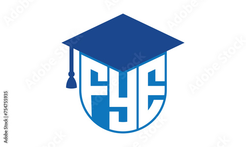 FYE initial letter academic logo design vector template. school college logo, university logo, graduation cap logo, institute logo, educational logo, library logo, teaching logo, book shop, varsity	 photo