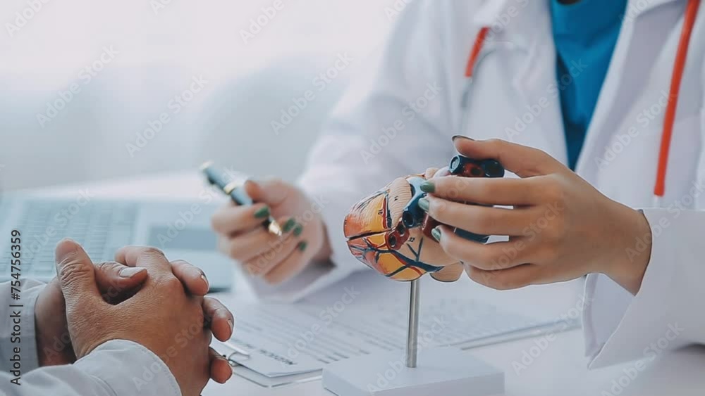 .Anatomical model of the human heart in doctor's hands. Cardiological consultation, treatment of heart diseases. Medical concept .Anatomical model of the human heart in doctor's hands. Cardiological consultation, treatment of heart diseases. Medical concept