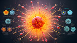 A spikey virus floating in the blood stream. in this cheaking name in a technology concept background biologist research