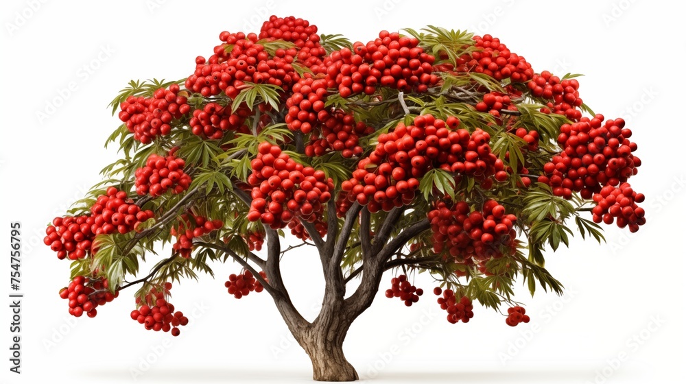 A tree adorned with crimson berries






