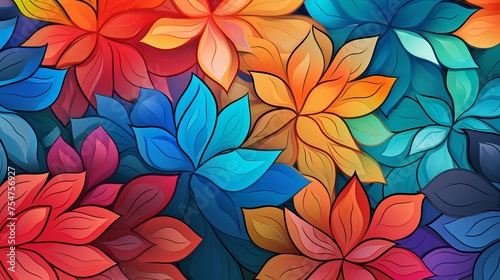 Wallpaper Mural A vibrant and decorative mosaic trend defines the floral colorful abstract background, adding flair and creativity to the composition. Torontodigital.ca