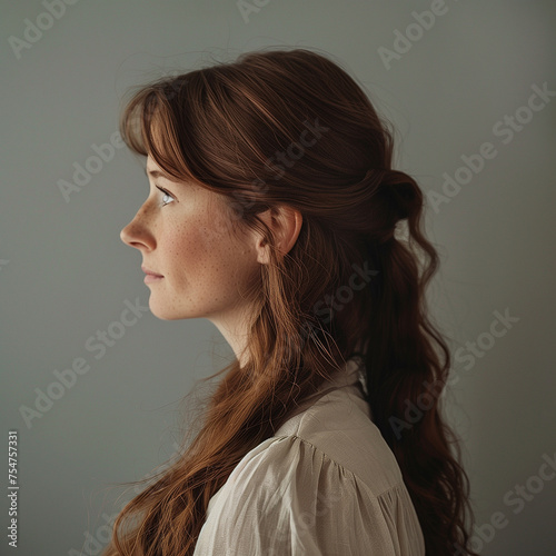 profil de femme aux cheveux attachés 