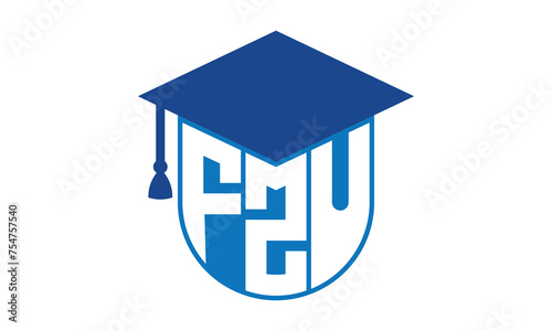 FZU initial letter academic logo design vector template. school college logo, university logo, graduation cap logo, institute logo, educational logo, library logo, teaching logo, book shop, varsity	 photo