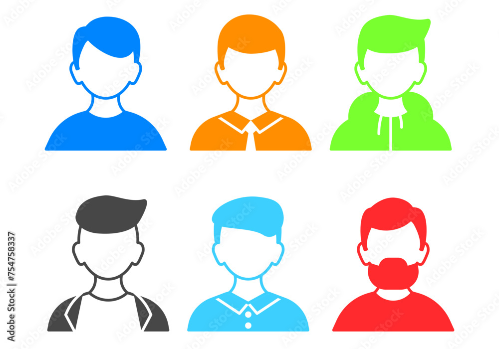 Collections of colorful icons of people. Profile icon, simple and cute human icon. Collections of colorful icons of people. Profile icon, simple and cute human icon.