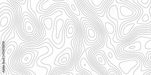 Modern Topographic map background geographic line map with elevation assignments. Map on land vector terrain Illustration. Topo contour map on white background. The black on white contours vector .